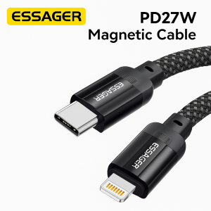 Cable Essager USB - C a Lightning 27W Trenzado 1m Negro