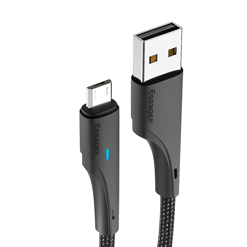 Cable Essager USB - Micro USB V8 Trenzado 1M Negro - Imagen 2