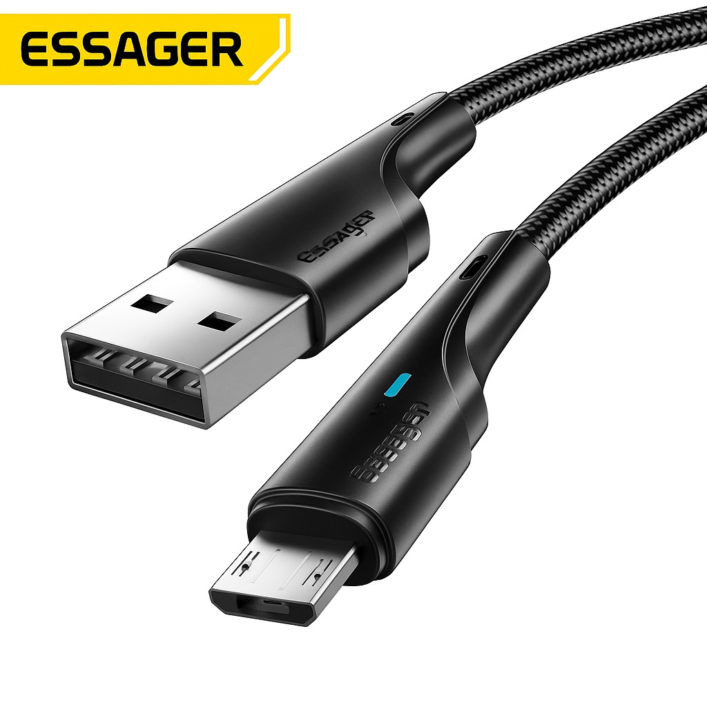 Cable Essager USB - Micro USB V8 Trenzado 1M Negro - Imagen 3