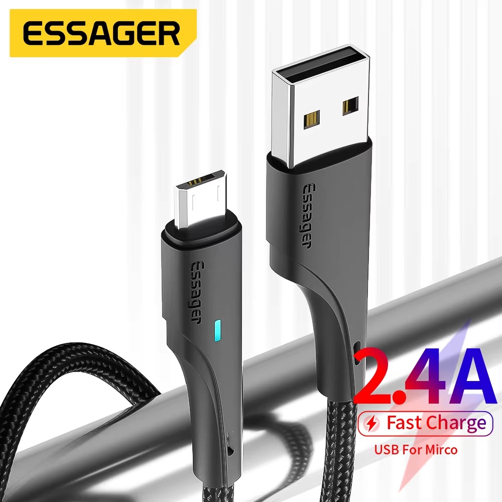 Cable Essager USB - Micro USB V8 Trenzado 1M Negro