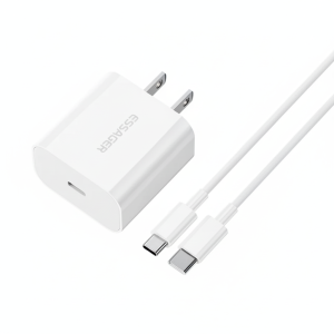 Cargador Essager Completo Tipo C a C 1m Trenzado Blanco