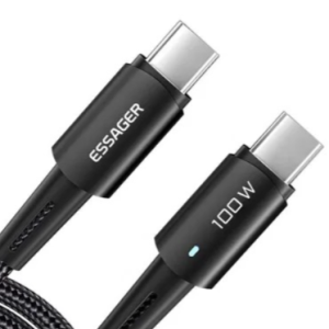 Cable Essager Tipo C a Tipo C Trenzado Negro 0,25