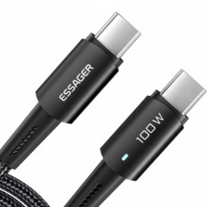 Cable Essager Tipo C a Tipo C Trenzado Negro 0,25