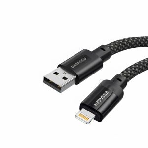 Cable Essager USB a Lightning Trenzado 1m Negro