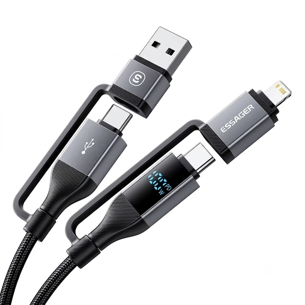 Cable Essager 4 en 1 USB-A/USB-C a USB-C/Lightning - Imagen 3